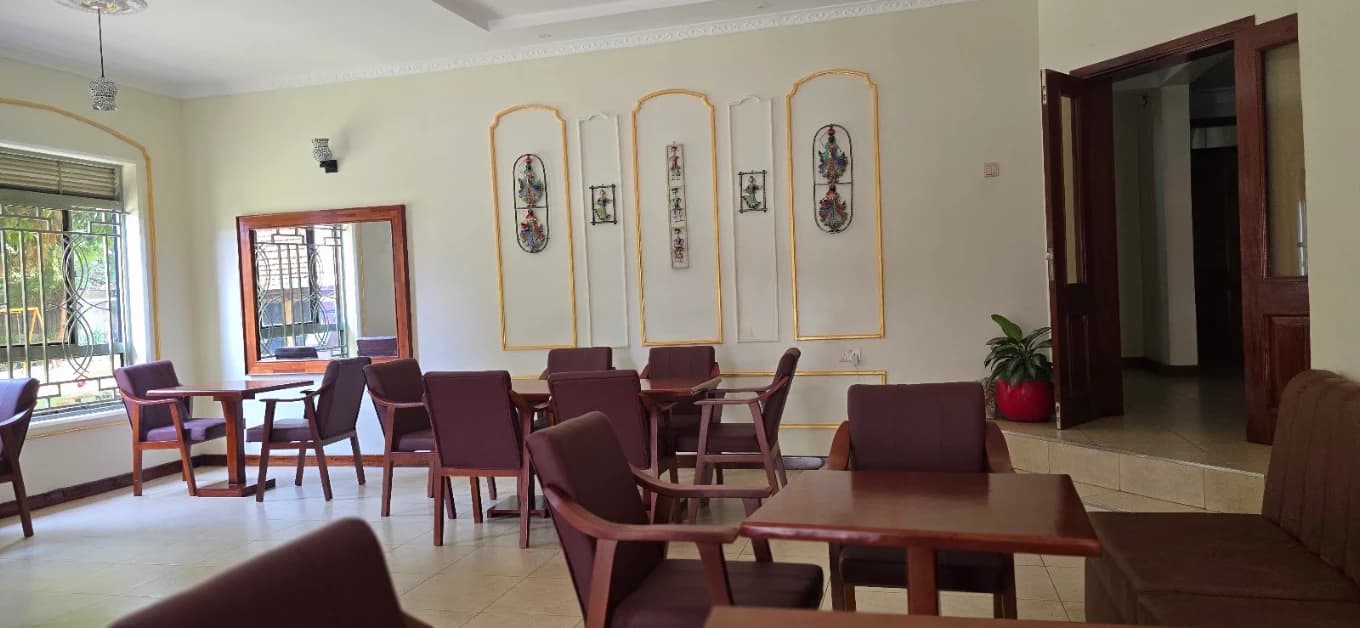 The main dining room with hand-painted Indian art